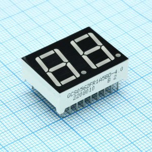 GCS0562FR1A5BD-4.0, 2-х разрядный индикатор 14,2мм/красный/623нм/75-150мкд, общий анод