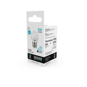 Лампа светодиодная Elementary 6Вт P45 шар 4100К нейтр. бел. E27 450лм 53226