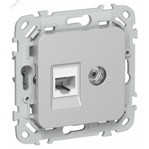 FLITE Розетка 2-местная RJ45/TV категория 5Е UTP РКТВ5е-2-0-ФлА алюминий IEK FI-AK22-1-K47