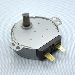 СВЧ:Двиг.тарелки 220V(мет. вал 12мм ), СВЧ:Двигатель тарелки, 220В 3W 3RPM(оборотов в минуту), металлический вал со спилом (с лыской), высота вала 12мм; SSM-16H/MDFJ030AF