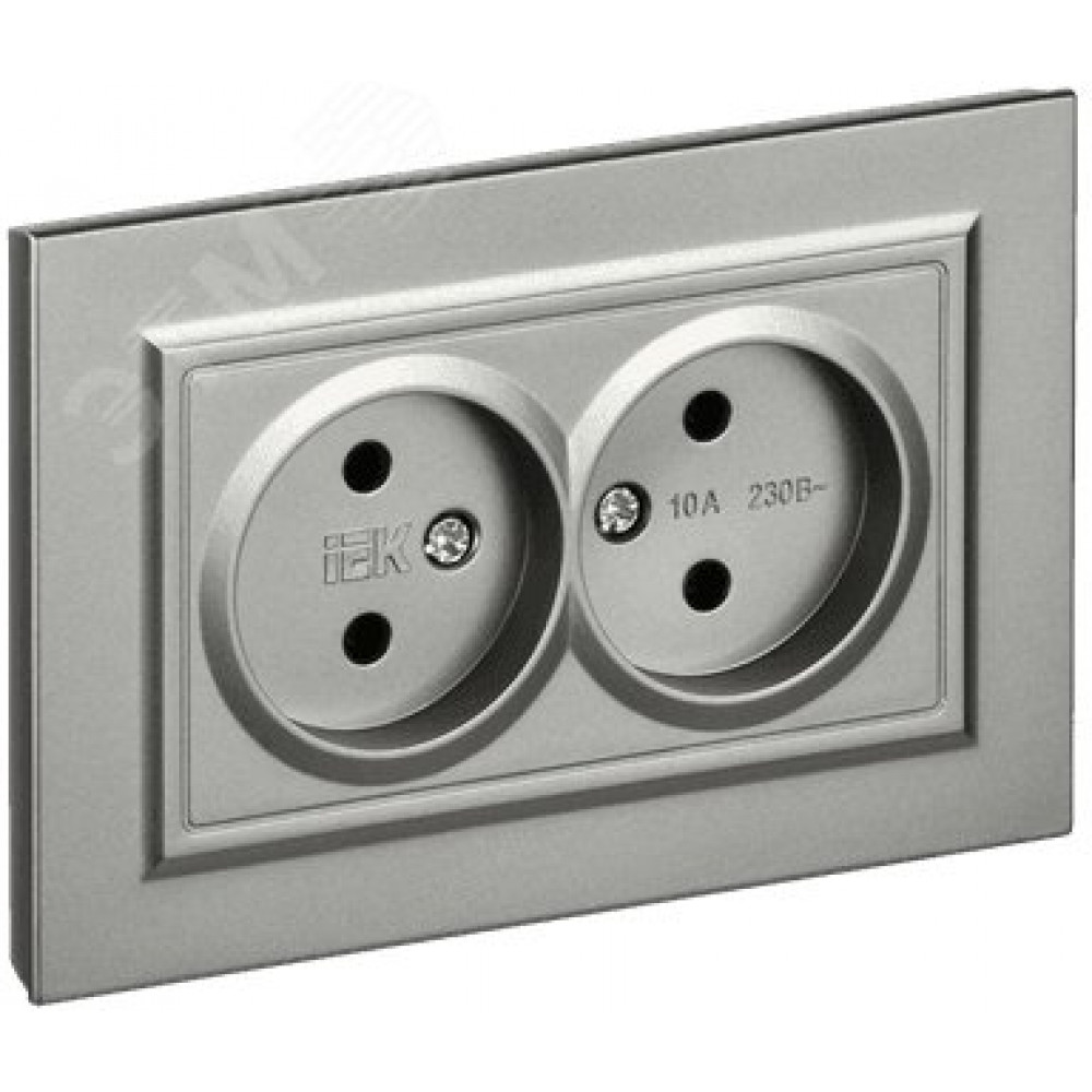 Изображение товара Розетка 2-м СП BRITE РС12-2-БрС 10А нержавеющая сталь IEK