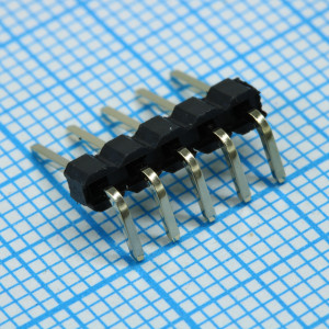 DS1022-1X5RDF11-B, Соединитель штыревой, вилка на плату однорядная угловая 5pin(1x5), шаг 2.54мм (A=3mm, B=6mm, C=6.07mm), тип - D