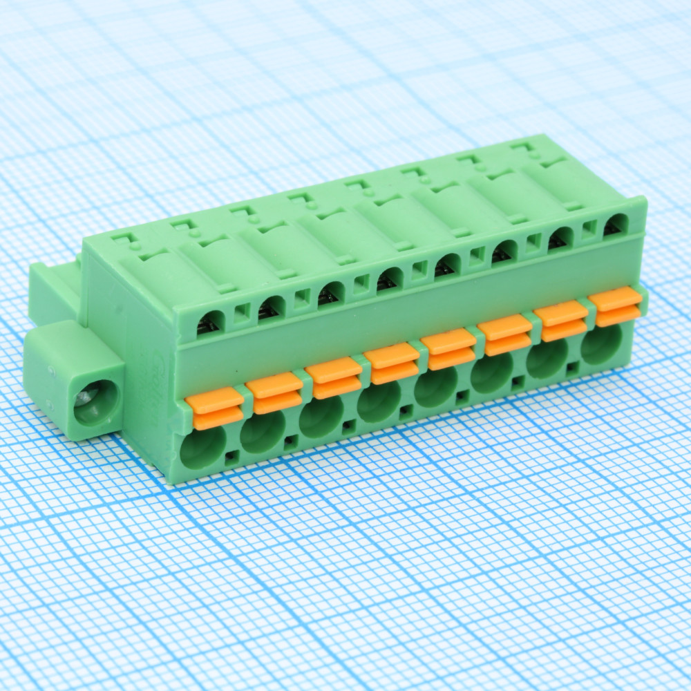 Изображение товара Нажимной безвинтовой клеммный блок 10 контактов 5.08мм Ningbo Golten
