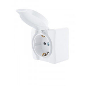 Розетка 1-м ОП Viola с заземл. с крышкой бел. 751-0200-123