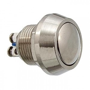 PBS-28B    D-12 MM STEEL, Кнопка антивандальная металлическая, 2А 36В, без фиксации на замыкание, резьба М12