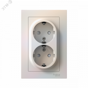 Розетка 2-м СП AtlasDesign 16А IP20 с заземл. защ. шторки в сборе жемчуж. SE ATN000426