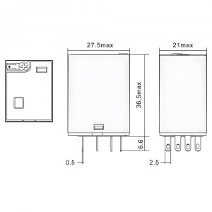 Реле миниатюрное промышленное общего назначения, 4CO, ком. ток 6А, AgSnO2, напряжение 24V AC, опция: тест-кнопка+светодиод