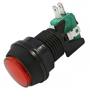 GMSI-7B-C NO(NC)+NC(NO) RED, Кнопка круглая с LED подсветкой, цвет красный, диаметр 32мм, посадочное отверстие 24.5мм, 5А/250В