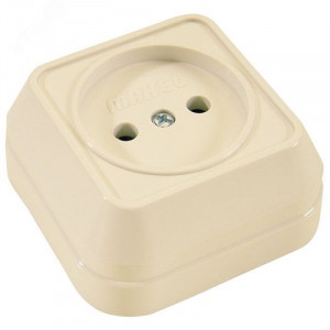 Розетка 1-м ОП 16А IP20 квадрат. без заземл. крем. 45202