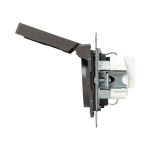 Механизм розетки, 16А, IP44, с заземлением, со шторками, c крышкой, мокко Эпика EKF UP1-SOM-111-44