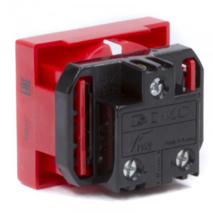 Розетка 1-м 2мод. Viva 16А IP20 2P+E с заземл. защ. шторки красн. 45015