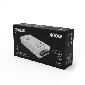 Блок питания для светодиодной ленты 400 Вт AC 100-264В Uвых 12В IP20 215х115х50мм Black Gauss 202003400