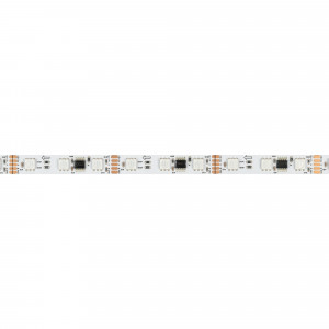 Лента DMX-B60-10mm 12V RGB-PX3 (14 W/m, IP20, 5060, 5m) 039174, Светодиодная лента DMX-B60, открытая IP20, с микросхемой GS8516. Светодиоды 5060, 60 шт/м (1 pixel = 3 LED), белая плата, скотч 3М. Цвет RGB, угол 120°. Питание 12 В, мощность 14 Вт/м (70 Вт на 5 м). Размеры 5000x10x2.2 мм. Мин. отрезок 50 мм, 3 светодиод