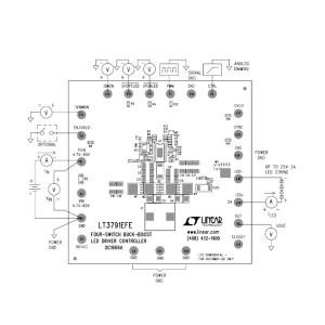 DC1666A, Средства разработки схем светодиодного освещения  LT3791 - 4.7V-60V input to drive 25V of