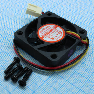 EC4010L12BA, Вентилятор 12В, 40х40х10мм, подшипник качения, 4500 об/мин 19 дБ 3 вывода