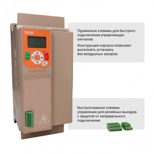 Устройство плавного пуска УПП, 22 кВт, 44А, 3 ~400380B, IP20, байпас встроен, компактная, LCD русскоязычное меню, гарантия 2г 00064400