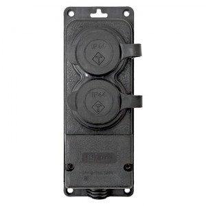 Колодка 2-м 16А IP44 2P+PE 230В с защ. крышками каучук PROxima RPS-018-16-230-44-r