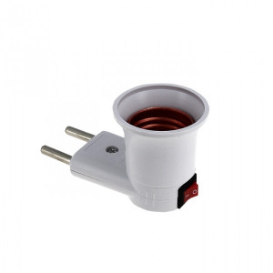 Переходник вилка-Е27 с выкл. бел. PROxima ADF-E27-s-w