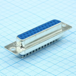 DB-25F   РОЗ., Разъем D-SUB 25 контактов розетка золотое покрытие контактов синий изолятор