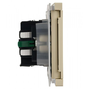 FORTE&PIANO Розетка 1-местная с заземлением с защитными шторками и крышкой безвинтовое крепление 16А IP44 FP419 ваниль IEK FP-R16-16-1-44-K10