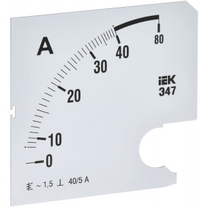 Шкала смен. для амперметра Э47 40/5А-1,5 96х96мм IPA20D-SC-0040