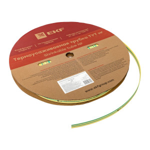 Термоусаживаемая трубка ТУТ нг 10/5 жел-зел рулон PROxima tut-10-yg