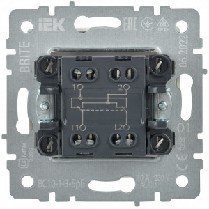 Выключатель перекрестный 1-кл. СП BRITE 10А ВС10-1-3-БрБ бел. BR-V13-0-10-K01