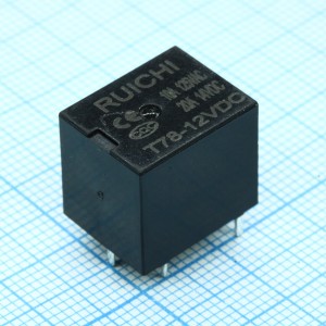 T78 (T74)     12VDC    10A, Миниатюрное силовое реле 10А одна контактная группа на переключение катушка 12В