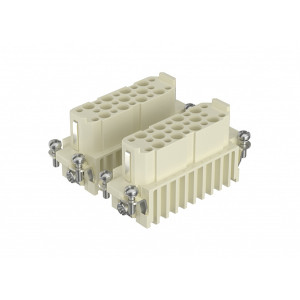 Розеточная контактная вставка HD-050-FC, Розеточная контактная вставка, обжимная фиксация, 50 полюсов + PE, типоразмер 32A, 250V, 10A, (обжимные контакты поставляются отдельно)