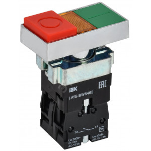 Кнопка LAY5-BW8465 "I-O" сдвоенная c подсв. BBD40-BW-K51
