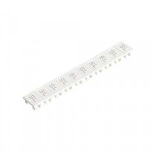 Маркировка для клемм (полоска) 9705A/5/10B SL, Маркировочные шильдики, для клемм сечением 2,5 мм.кв., боковая / верхняя, 10 шильдиков, нанесенные символы: SL, с горизонтальным расположением, размер шильдика: 4,8 x 8,3 мм, цвет: белый