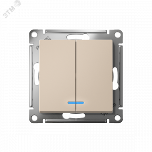 ATLASDESIGN 2-клавишный ВЫКЛЮЧАТЕЛЬ с подсветкой ,сх.5а, 10АХ,мех., быстрозажимные клеммы, ПЕСОЧНЫЙ ATN001253S