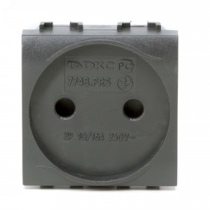 Электрическая розетка, без заземления, со шторками, черная, 2 мод. 77483N