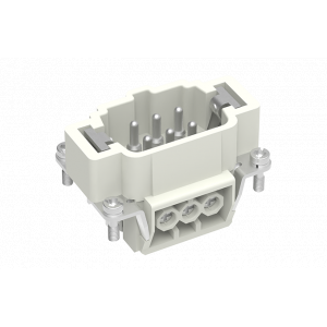 Вилочная контактная вставка SE-006-M, Вилочная контактная вставка, винтовая фиксация, 6 полюсов + PE, типоразмер 6B, 500V, 16A, сечение обслуживаемых проводников 0,14-2,5 мм кв, тип покрытия контактов: серебро