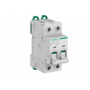 Выключатель автоматический (АВ) C 2A 2P 6kA 400В Systeme9 S9F22202