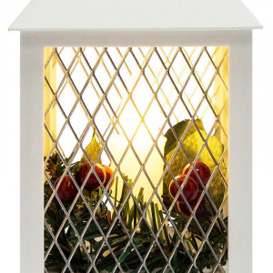 Декоративный фонарь со свечкой, белый корпус, размер 10,5х10,5х24 см, цвет ТЕПЛЫЙ БЕЛЫЙ 513-042