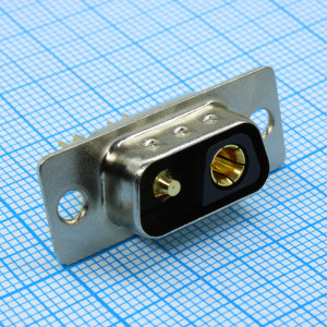 DS1033-04-MBN81, Разъем Machine Pin D-Sub 2V2, вилка 2 контакта под пайку на кабель, черный изолятор, 10А