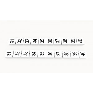 Маркировка (в кассетах) ZB10-10P-19-135Z(H), Кассета с маркировочными шильдиками, для клемм сечением 10 мм.кв., верхняя, 10 шильдиков, нанесенные символы: 31...40, с горизонтальным расположением, размер шильдика: 9,3 x 10,7 мм, цвет: белый