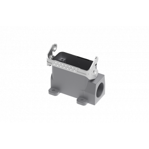 Закрытое основание разъема S10A-SM-1L.M-M20, Основание разъема на панель, закрытое, типоразмер 10A, без уплотнителя, 1 отверстие с резьбой для кабельных вводов M20x1,5, с одной защелкой, без защитной крышки, материал корпуса: алюминиевый сплав