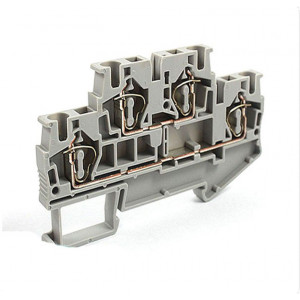 Этажная клемма JUT3-4/2-GY, Этажная клемма, 2 этажа, тип фиксации провода: пружинный, номинальное сечение: 4 мм кв., 32A, 500V, ширина: 6,2 мм, цвет: серый, тип монтажа: DIN35