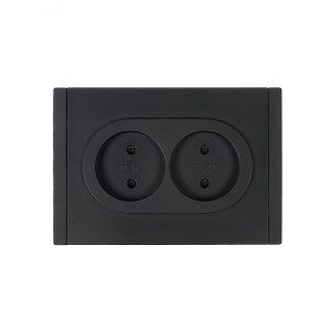 FORTE&PIANO Розетка 2-местная без заземления с защитными шторками безвинтовое крепление 10А FP125 черный IEK FP-R23-10-1-K02