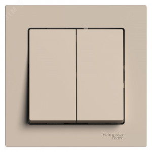 ATLASDESIGN выключатель двухклавишный, сх.5, 10АХ, в сборе, ПЕСОЧНЫЙ ATN001252