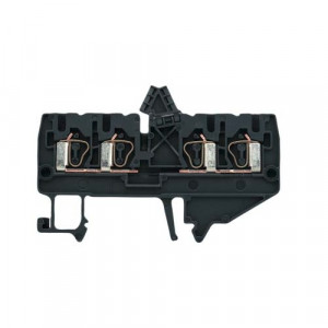 Проходная клемма WKF 2.5 D/D/35, Проходная клемма, 2 х 2 точки подключения, тип фиксации провода: пружинный, номинальное сечение: 2,5 мм кв., 24A, 800V, ширина: 5 мм, цвет: черный, тип монтажа: DIN35