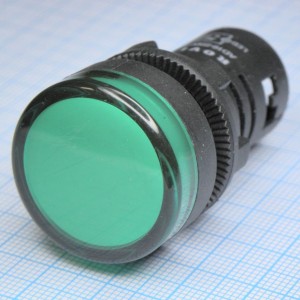 Лампа AD16-22G 220v, Лампа индикаторная светодиодная 220В, D22, зелёная