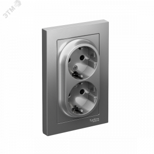 Розетка 2-м СП AtlasDesign 16А IP20 с заземл. в сборе сталь SE ATN000924