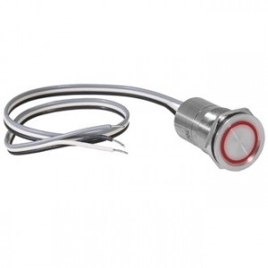 TS19-11ZC/R/S OFF-ON, Кнопка сенсорная, с фиксацией, подсветка красная кольцевая, 1А 5-36В, IP68