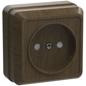 РСш20-2-ОД Розетка 1местн. без з/к с защ.штор.10А откр.уст. ОКТАВА (дуб) ERO13-K04-10-DC