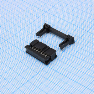 DS1016-02-16MA2BB, Разъем IDC розетка 2х8 контактов шаг 2.54мм на шлейф фиксатор с защёлками