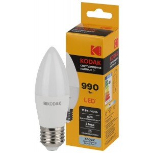 Лампочка светодиодная Kodak LED KODAK B35-11W-840-E27 E27 / Е27 11Вт свеча нейтральный белый свет(кр.1шт) [Б0057633]