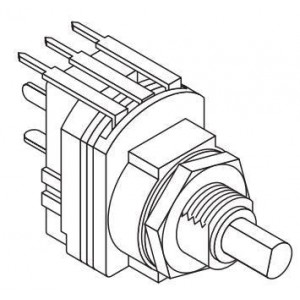 RV16CF-40-16F1-B5K-0013, Потенциометры Linear 5K Right Angle PC Mount